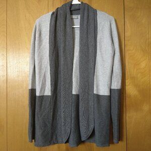 Evolution By Cyrus Women's XS Open Front Cardigan Gray Color Block Ribbed Casual